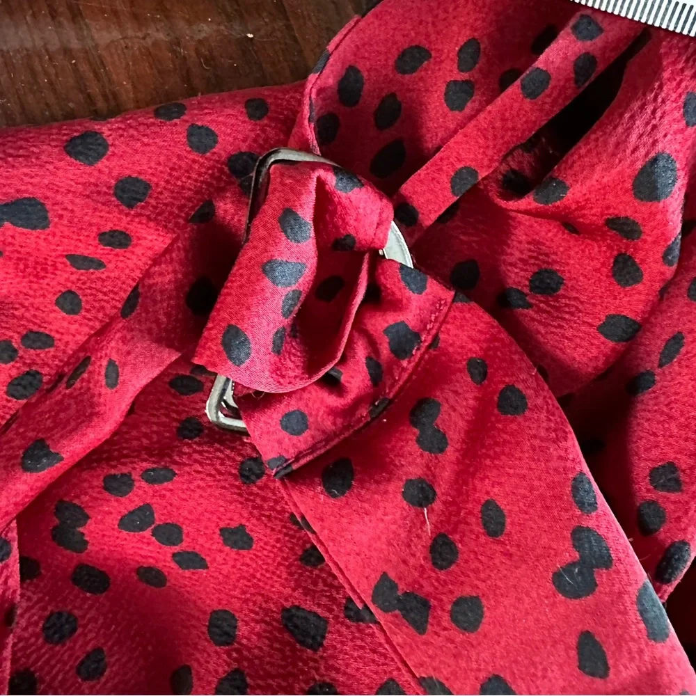 AX Paris Red High Low Dress with Tie Waist and Short Sleeves - Picture 3 of 3